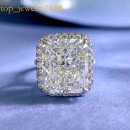 Radiant Cut 8ct Moissanite Diamond Ring 100% Real Sterling Sier Party Wedding Band Rings for Women Men Engagement Jewelry