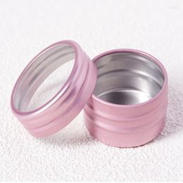 Storage Bottles 500pcs 10g Empty Aluminium Cosmetic Bottle Tin With Window Round Jar Can Nail Decoration Crafts Pot Container Pink Gold