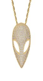 Hip Hop Claw Set CZ Stone Bling Iced Out Solid Alien Pendants Necklaces For Men Rapper Jewellery Drop Pendant6155216