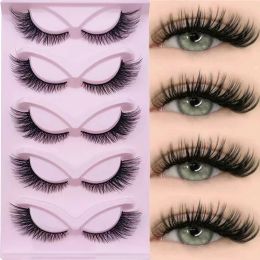 5 Pairs Cat Eye Lashes Long Lashes Cat Eye Look Wispy Fake Lashes Eye End Elongated Strip Thick False Eyelashes