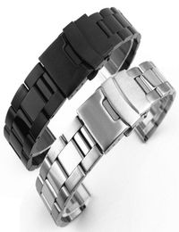 Watch Bands Accessories Solid Stainless Steel Strap Diving Three Bead Bracelet Metal 20 22 24 26 28mm Middle Polished Belt2531770