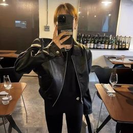 Women's Leather Temperament Commuting Short Jackets Personalised PU Coat