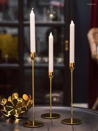 Candle Holders 3pcs Europe Style Golden Metal Long Rose Gold Iron Candlestick Candelabra For Wedding Dinner Christmas Decoration