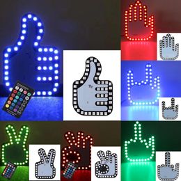 New Car Funny Finger with Remote Control LED Luminated Gesture Light Hand Lamp Sticker Glow Panel for Rear Windshield