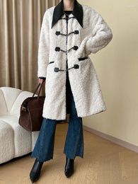Women's Jackets Loose Fit Lambswool Thick Big Size Warm Jacket Lapel Long Sleeve Women Coat Fashion Tide Autumn Winter O809
