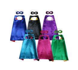 Plain double layer kids cape with mask set superhero costume cosplay 7070cm 6 Colours choice for Halloween Christmas birthday part9292752