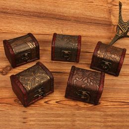 Jewelry Pouches Gift Box Solid Color Earrings Holder Case Wooden Boxes Rings Organizer Antique Chinese Style Storage