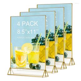 Party Supplies 4Pack 8.5X11 Gold Picture Frame Acrylic Sign Holder Wedding Signs Table Numbers Menu Holders Set Kit