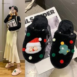 Slippers Cotton Women2024winter Household Plush Cute Indoor Flat-bottomed Warm And Comfortable Slippersladies