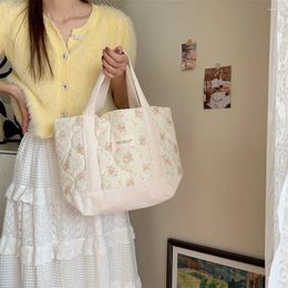 Totes Korean Canvas Youth Women Shoulder Bag Female Student Tote Shopper Bags 2024 Fashion Floral Cotton Cloth Woman Handbags Bolsos