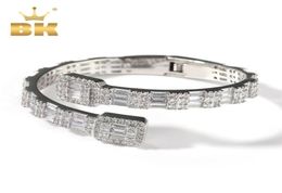 THE BLING KING 7mm Baguette Cuff Bangel Micro Paved Bling Square Cubic Zirconia Bracelet Luxury Wrist Rapper Jewelry Punk Bangle 26705772