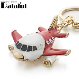 Keychains Lanyards Exquisite Vivid Enamel Aircraft Plane Crystal Keyrings Keychains Purse Bag Pendant Key Chains Holder Rings For Car K313 Y240417