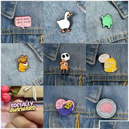 Pins Brooches Live Love Laught Enamel Brooch Pins Set Aesthetic Cute Lapel Badges Cool For Backpacks Hat Bag Collar Diy Fashion Jew Dhvgx