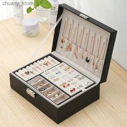 Accessories Packaging Organisers 2022 New Double-Layer Velvet Jewellery Box European Jewellery Storage Box Large Space Jewellery Holder Gift Box Y240417