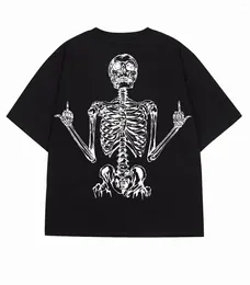 Men's T Shirts Harajuku American Skull Print Graphic Y2k Tops High Quality Cotton Streetwear 2024 Oversized Vintage Men