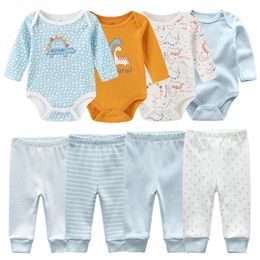 68Pieces Cotton BodysuitsPants Baby Girl Clothes Sets Born Long Sleeve Boy Autumn Winter Cartoon Print Bebes 240416
