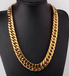 Men Franco Miami Cuban Link Chains Necklace High Polished Titanium Steel Jewellery Gold Silver 60cm17cm1680286