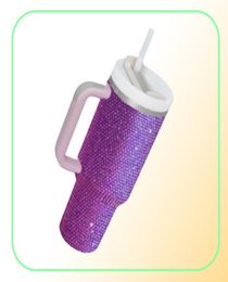40oz diamond Vacuum Adventure quencher water bottles h20 plus travel mugs tumblers with handle glitter and straw Customised logo 2086242