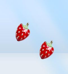 Drop of oil red strawberry ear studs for women girls children nice gift lovely fruit stud earring so cute girl jewelry7522674