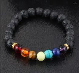 Charm Bracelets Natural Stone AgateVolcano Lava 8 Mm Energy Colourful Beads Hand String Bracelet Wholesale