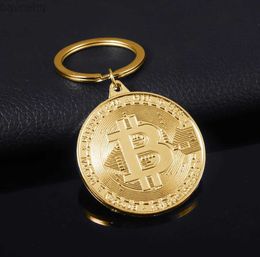 Keychains Lanyards 2023 Newest Bitcoin Keychain Music Band Keyring Pendant Women and Men Jewellery Collection Gift d240417