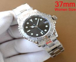 37mm womens Watch luxury watches ceramic Bezel grey dial ETA2836 automatic Yacht Stainless Steel Bracelet Date Watches sapphire gl4520071