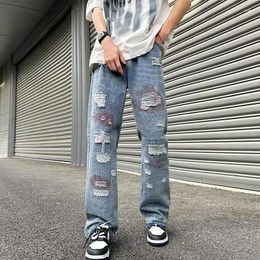 Men's Jeans Summer Slim Fit Fashion Urban Western Style Trendy Exquisite Mid Rise Cargo Pants Ripped Men
