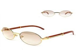 Ienbel Oval Buffalo horns Metals men sunglasses Brand designer Sun Women Wood Frame Glass Shades4340364