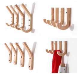 Creative Wooden Hooks Towel Coat Hat Hangers Oak Wood Wall Mounted Hooks Key Holder Storage Door Rack Organizer3132867