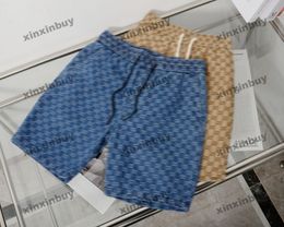 xinxinbuy 2024 Men women designer shorts Double letter jacquard fabric short black white brown gray blue brown XS-XL new