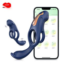 Wireless APP Penis Ring Cockring Vibrator for Men Semen Lock Male Cock Rings Delay Ejaculation Clitoris sexy Toys for Couple
