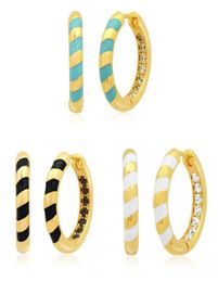 Hoop Huggie 2022 Trend Colourful Zircon Stud Earrings For Women Small Unusual Fashion Enamel 3 Colours Round Piercing Jewelry87559659955349