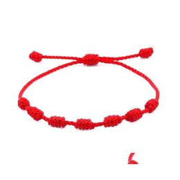 Charm Bracelets Charm Bracelets Handmade Love 7 Knot Lucky Ethnic Red Brown Adjustable Braided Rope Bracelet For Men Women Friendship Dhpec