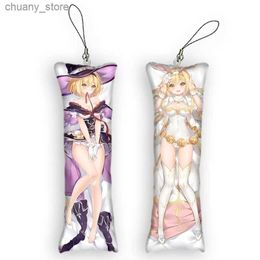 Keychains Lanyards 4x12cmGranblue Fantasy Dakimakura Keychain Double Sided Printed Mini Anime Body Pillow Bag Pendant Cute Gift Y240417