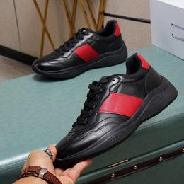 Luxury Men Casual Shoes America Cup Leather Sneakers Outdoor Low Top Flat Mesh Lace-up Runner Trainers for Gym Walking Jogging EU38-45 with Box