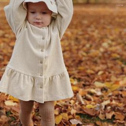 Girl Dresses Arrival Autumn Baby Girls Pleated Beige Red Long Sleeves Patchwork Shirts Knitted Sweaters Toddler Cardigans