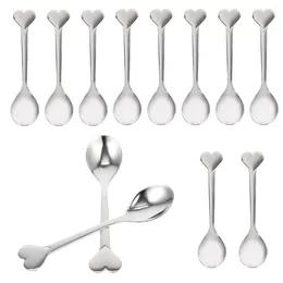 Spoons 12 Pcs Stainless Steel Love Fork Mini Cakes Wear-resistant Spoon Dessert Coffee Accessories Convenient Reusable Child