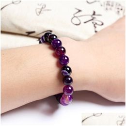 Beaded 8Mm Fashion Strands Luxury Natural Stone Healing Crystal Stretch Bracelet Women Men Handmade Precious Gemstone Round Bracelets Dht79