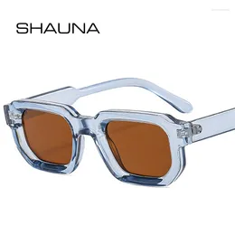 Sunglasses SHAUNA Ins Fashion Square Women Blue Tea Shades UV400
