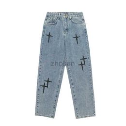 Men's Jeans Men Loose Pants Vintage Embroidered Wide Leg Mens Stylish Streetwear with Soft Breathable Fabric Hip Hop Vibes d240417