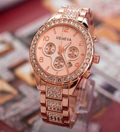 Wristwatches Luxury Crystal Women Watches Rose Gold Ladies Watch Geneva Relogio Feminino Horloge Dames Uhr Damen6953603