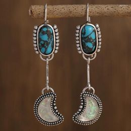 Dangle Earrings Vintage Bohemian Fire Opal Moon Drop Western Style Jewellery For Women Girls