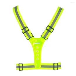 Motorcycle Apparel Men Women Night Running High Visibility Accessories Cycling LED Reflective Vest Adjustable Size Outdoor Sports Runners