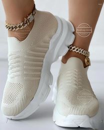Casual Shoes Sneakers For Women Knitting Mesh Women's Vulcanize Thick Bottom Slip On Walking Plus Size 42