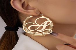 Hoop Earrings 2022 Ins Trendy Gold Bamboo Letters Alphabet M A S Geometric Korean Fashion Women Party Jewelry8186985