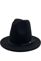 Simple Women Men Wool Vintage Gangster Trilby Felt Fedora Hats With Wide Brim Gentleman Elegant Lady Winter Autumn Jazz Caps4687783380186