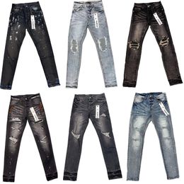 purple jeans mens designer jeans Denim Trousers Black Pants fashion mens fold slim skinny High-end Quality embroidery quilting ripped for trend brand vintage pant