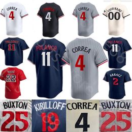 2024 Custom S-4xl Byron Buxton Jersey Correa Luis Arraez Jose Miranda Jorge Polanco Макс Кеплер Ройс Льюис Джхоан Дюран Джо Райан Миннесота Твин Галло Бейсбол Бейсбол