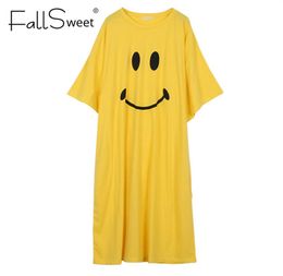 FallSweet Summer Night Dress Cotton Sleepwear Round Neck Lingerie Plus Size Nightgown Women Short Sleeve Sleepshirts5380446