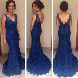 Party Dresses Elegant Royal Blue Lace Mermaid Prom Long 2024 V-Neck Backless Court Train Evening Gown Vestidos De Gala